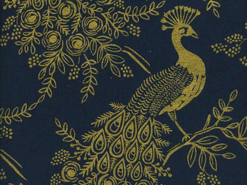Tissu Rifle paper Co Menagerie Royal peacock Canvas, coupon 50x110cm dans COTTON + STEEL par Couture et Cie