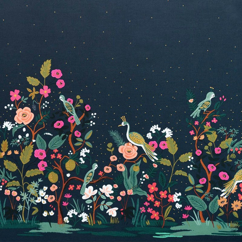 Tissu Rifle paper English garden Growing Garden navy, x10cm dans Rifle Paper Co par Couture et Cie