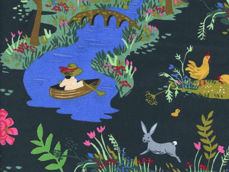 Tissu Rifle Paper English Garden vert x10cm dans COTTON + STEEL par Couture et Cie