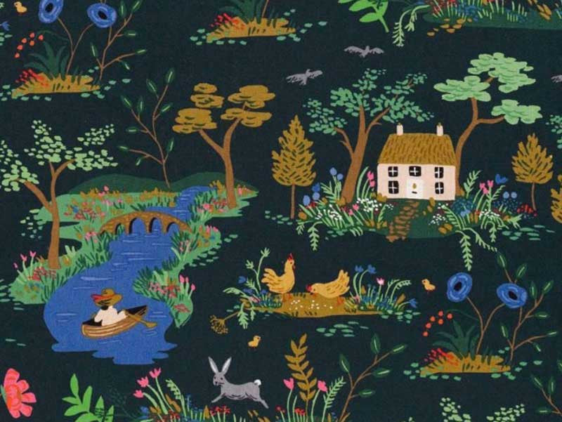 Tissu Rifle Paper English Garden vert x10cm dans COTTON + STEEL par Couture et Cie