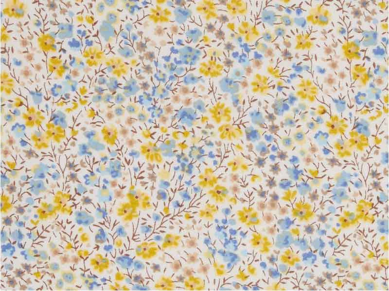 Tissu Liberty Phoebe jaune et bleu x10cm dans Tissus LIBERTY OF LONDON par Couture et Cie