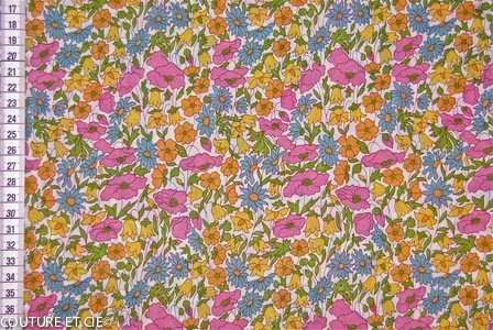 Liberty Poppy &amp; Daisy rose, jaune et bleu, x10cm dans Tissus LIBERTY OF LONDON par Couture et Cie