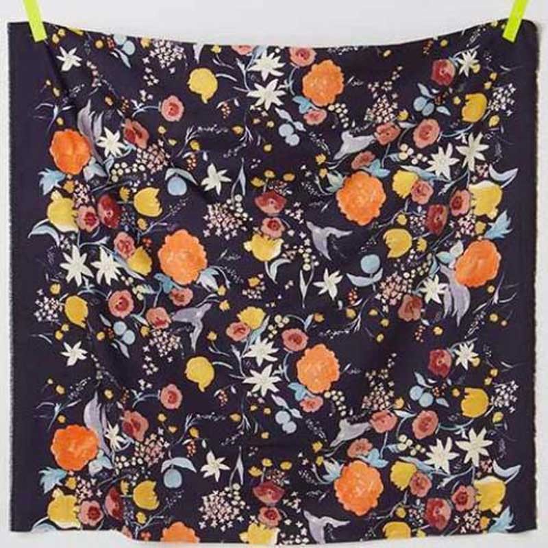 Tissu double gaze Nani Iro, Fuccra Rakuen noir, coupon 130x106cm dans TISSUS JAPONAIS par Couture et Cie