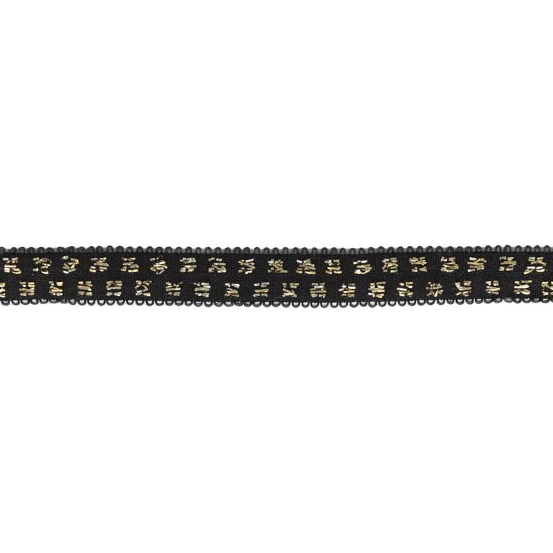 Elastique noir pois lurex doré 10mm, x10cm dans Accueil par Couture et Cie
