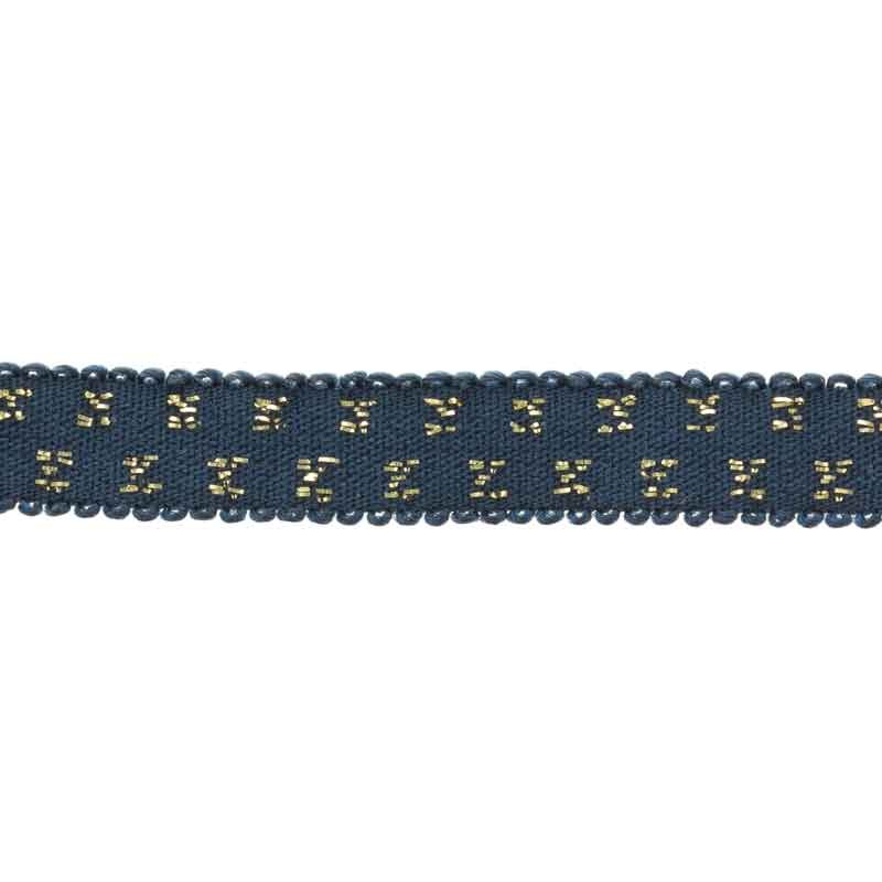 Elastique bleu jean pois lurex doré 10mm, x10cm dans Mercerie par Couture et Cie