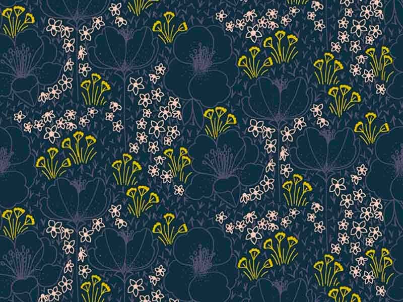 Tissu Cotton and Steel Emilia Meghan Navy, x10cm dans Tissus par Couture et Cie