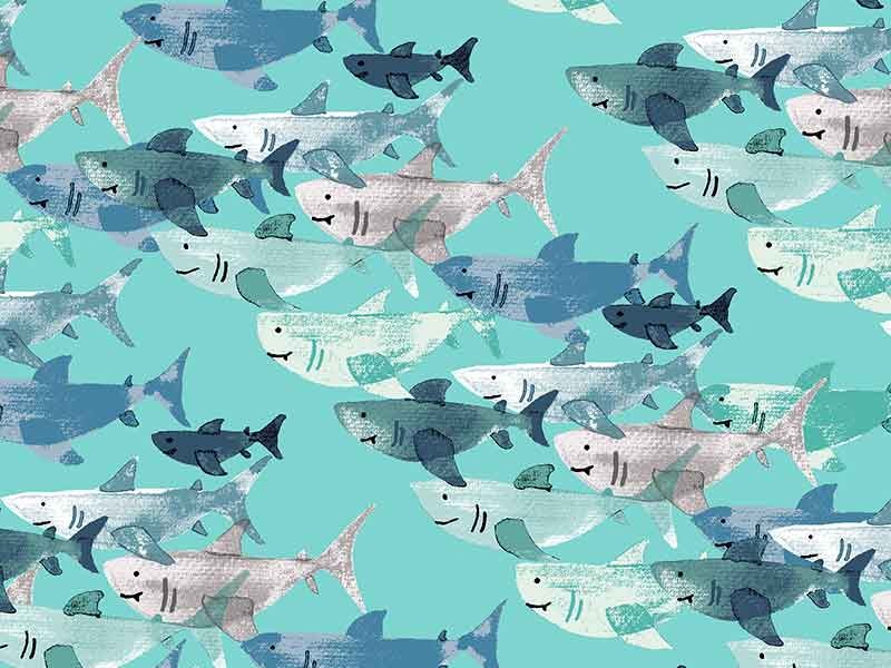 Tissu Cotton and Steel Kaikoura requin, x10cm dans Accueil par Couture et Cie