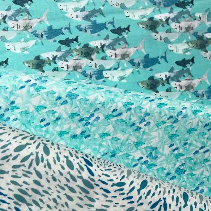 Tissu Cotton and Steel Kaikoura requin, x10cm dans Accueil par Couture et Cie