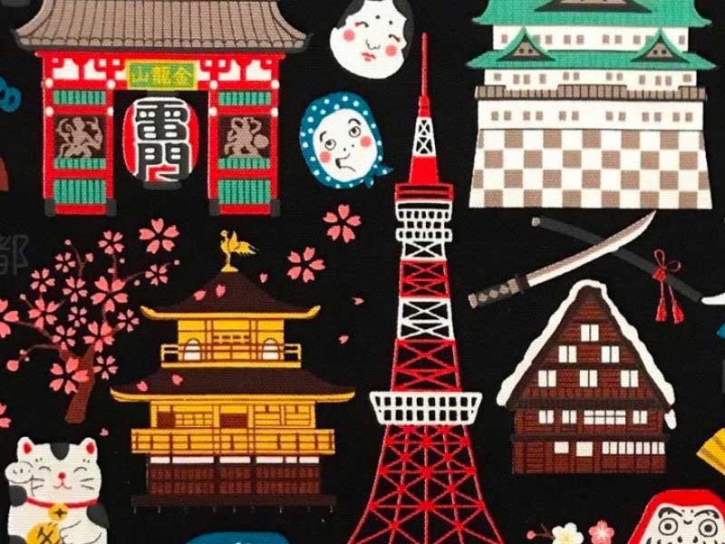 Tissu Hello Japan, x10cm dans TISSUS JAPONAIS par Couture et Cie