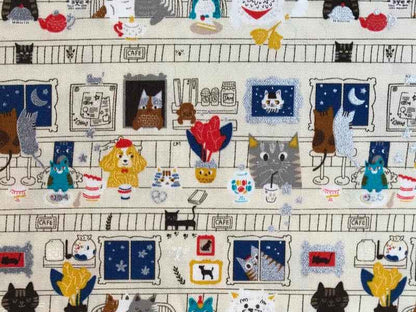 Tissu kawaï todoroki chat, x10cm dans TISSUS JAPONAIS par Couture et Cie