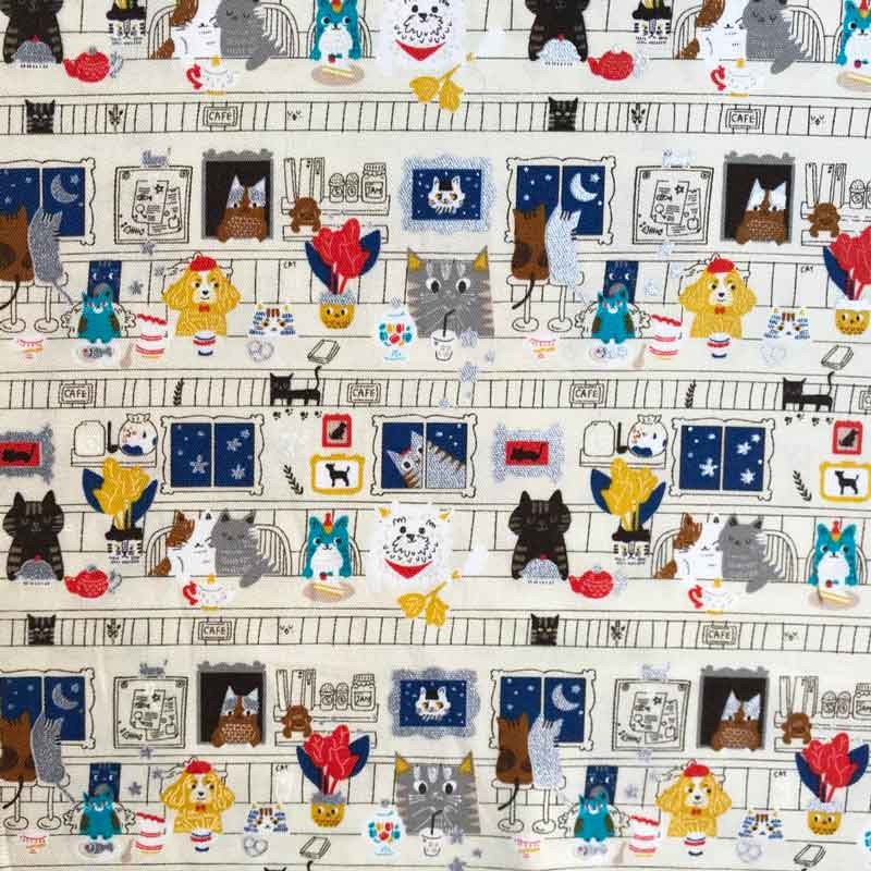 Tissu kawaï todoroki chat, x10cm dans TISSUS JAPONAIS par Couture et Cie