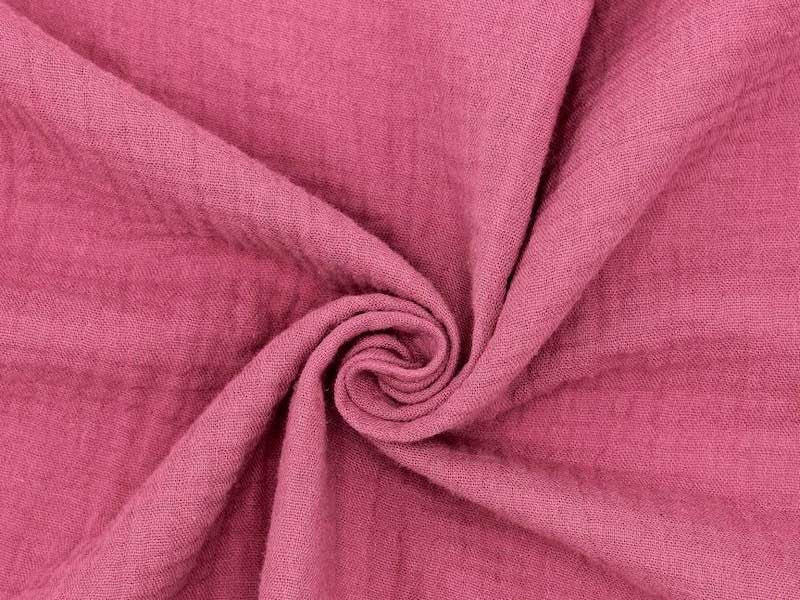 Tissu Double gaze gaufrée rouge framboise, x10cm dans Double gaze par Couture et Cie