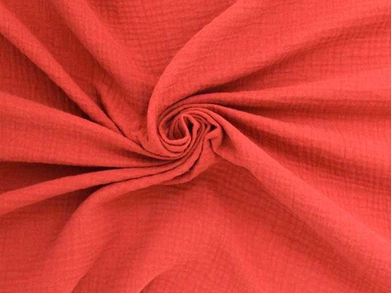 Tissu double gaze coton corail, x10cm dans Double gaze par Couture et Cie