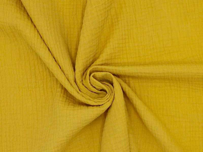 Double gaze gaufrée jaune moutarde, x10cm dans Double gaze par Couture et Cie