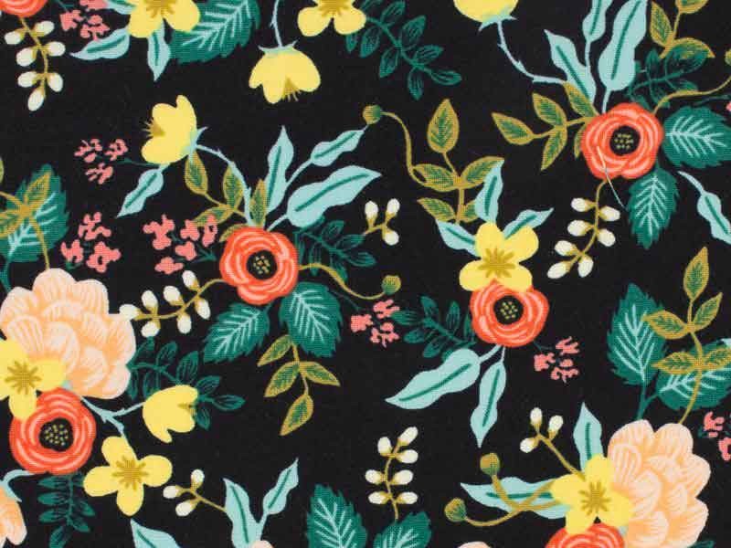 Tissu Rifle Paper Primavera Birch noir, x10cm dans Rifle Paper Co par Couture et Cie