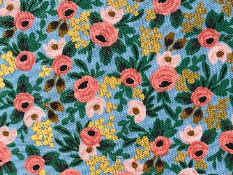 Tissu Rifle Paper Garden Party chambray metallisé, x10cm dans Rifle Paper Co par Couture et Cie