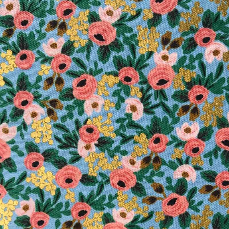 Tissu Rifle Paper Garden Party chambray metallisé, x10cm dans Rifle Paper Co par Couture et Cie