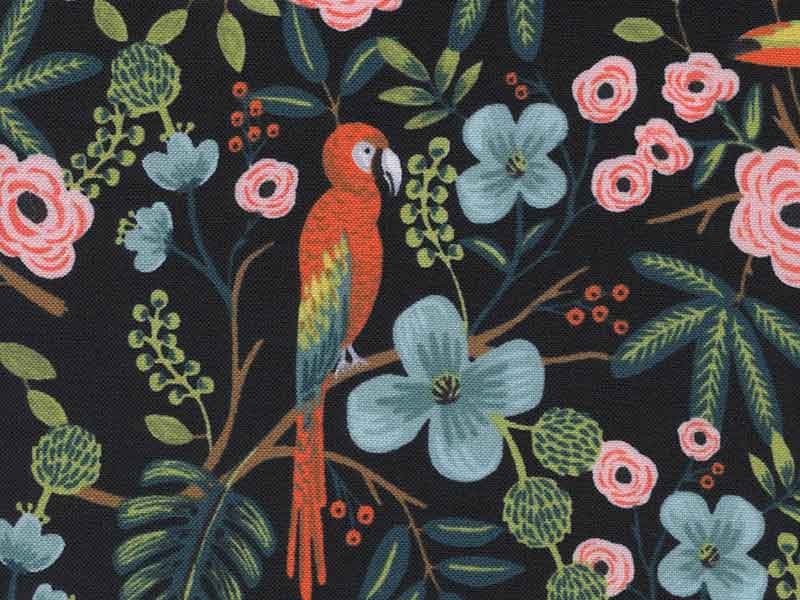 Tissu Rifle Paper Menagerie Paradise Garden noir, x10cm dans COTTON + STEEL par Couture et Cie