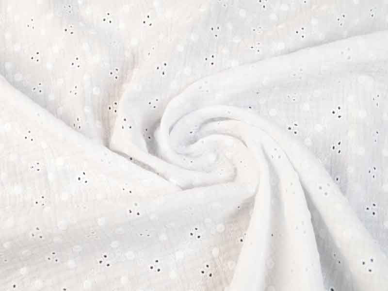 Double gaze brodée coton blanche, x10cm dans Tissus par Couture et Cie