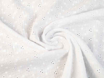 Double gaze brodée coton blanche, x10cm dans Tissus par Couture et Cie