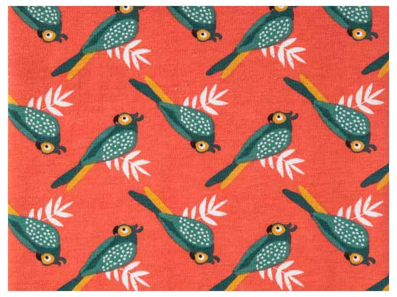 Jersey perroquet corail, x10cm dans Tissus par Couture et Cie