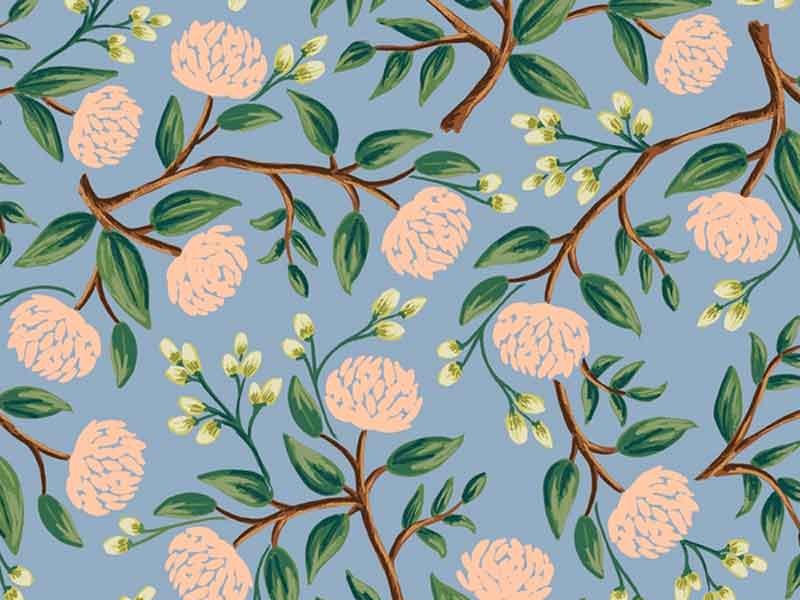 Tissu Rifle Paper Wildwood Peonies Dusty, x10cm dans Rifle Paper Co par Couture et Cie