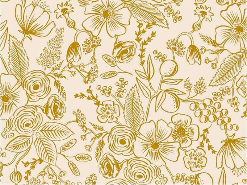 Tissu Rifle Paper Holiday Classics Fleurs dorées , x10cm dans Rifle Paper Co par Couture et Cie
