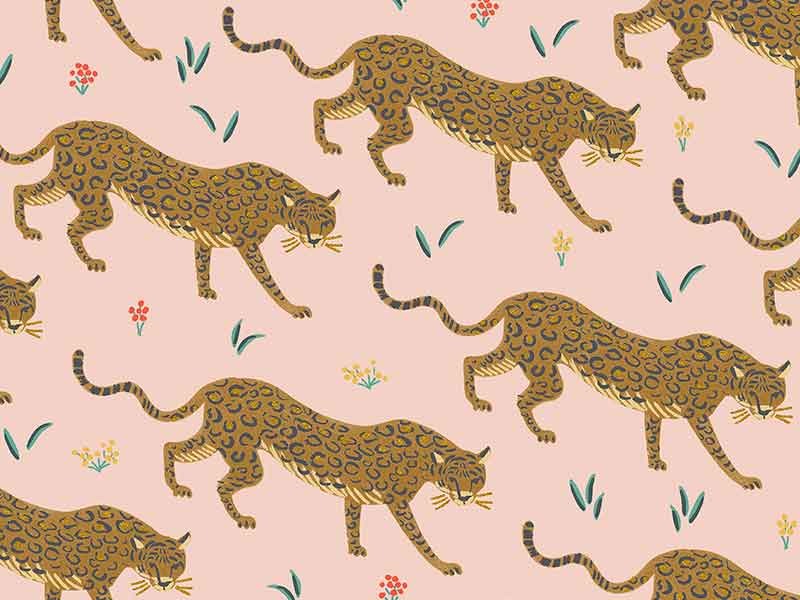 Tissu Rifle Paper Camont jaguar rose, x10cm dans Rifle Paper Co par Couture et Cie