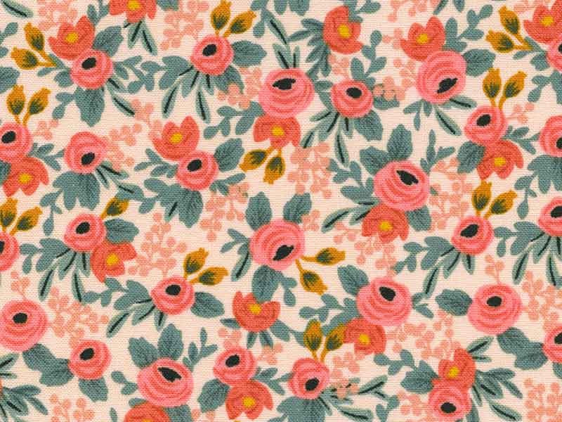 Tissu Rifle Paper Fleurs Rosa Peach, x10cm dans COTTON + STEEL par Couture et Cie