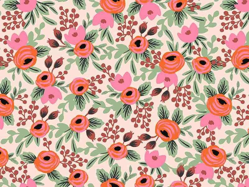 Tissu Rifle Paper Primavera Rosa Blush, x10cm dans Rifle Paper Co par Couture et Cie