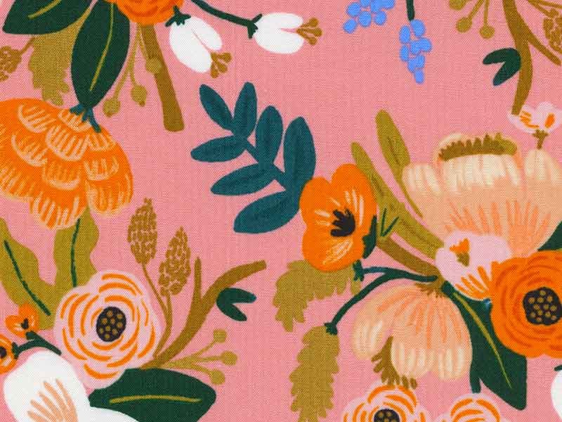 Tissu Rifle Paper Amalfi Lively Floral corail, x10cm dans COTTON + STEEL par Couture et Cie
