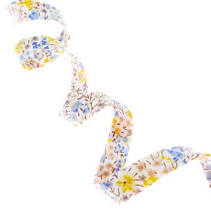 Biais Liberty Phoebe jaune et bleu, x10cm dans Accueil par Couture et Cie