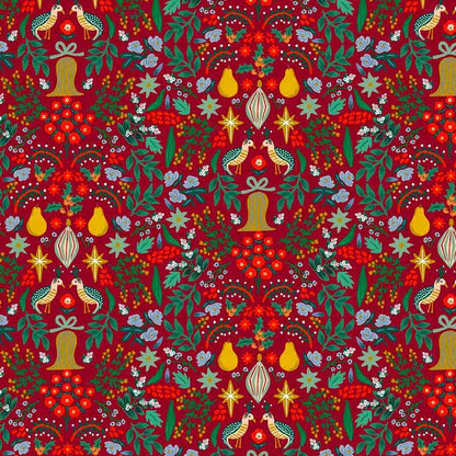 Tissu Rifle Paper Holiday Classics Partridge berry metallic, x10cm dans Accueil par Couture et Cie