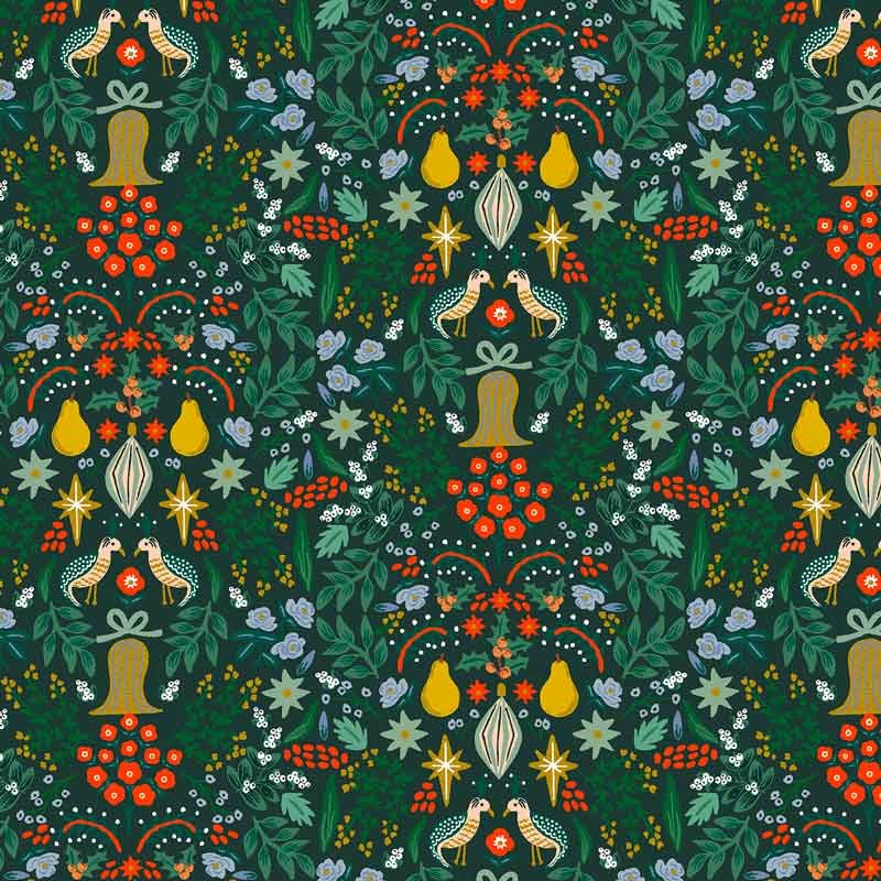 Tissu Rifle paper Holiday Classics Partridge evergreen metallic, x10cm dans Accueil par Couture et Cie