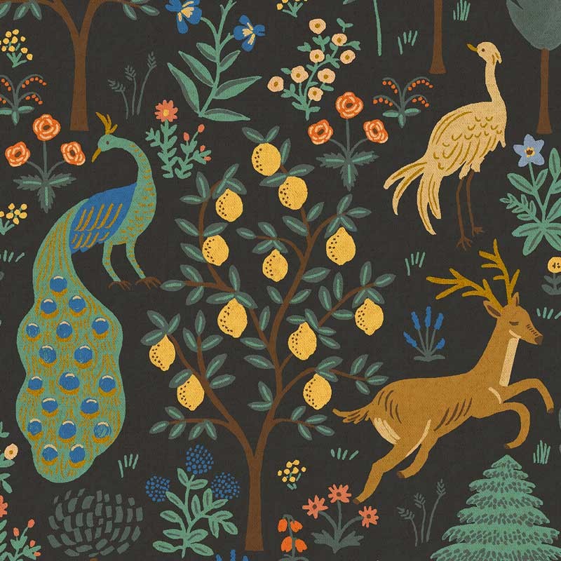 Tissu Canvas Rifle Paper Camont Menagerie noir, x10cm dans Accueil par Couture et Cie