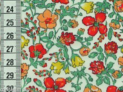 Tissu Liberty Meadow orangé, coupon 90x137cm dans Tissus LIBERTY OF LONDON par Couture et Cie