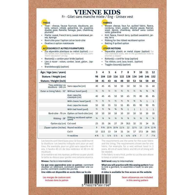 Patron couture Ikatee Vienne kids gilet sans manche dans Accueil par Couture et Cie