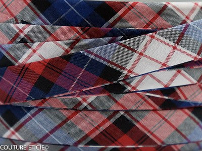 Biais carreaux rouge et bleu dans BIAIS par Couture et Cie