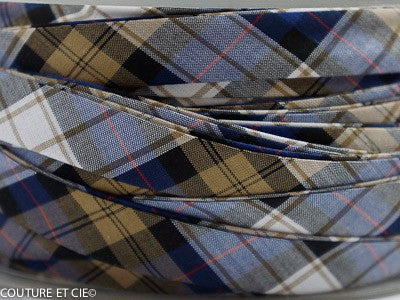 Biais carreaux bleu et sable dans BIAIS par Couture et Cie