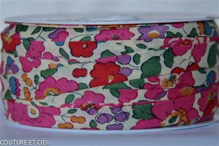 Biais Liberty Betsy rose, x10cm dans BIAIS par Couture et Cie