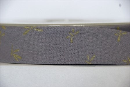 Biais gris libellules dorées dans Biais France Duval Stalla par Couture et Cie