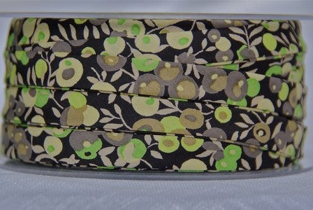 Biais Wiltshire noir et vert x10cm dans Biais Liberty par Couture et Cie