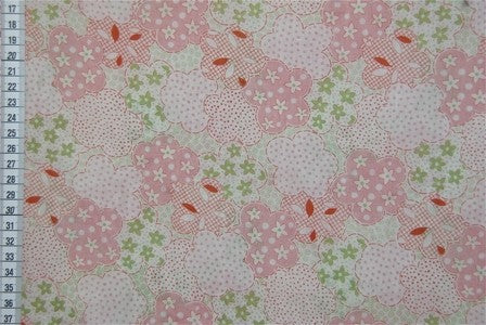 Tissu Kokka Fleurs rose et vert dans TISSUS JAPONAIS par Couture et Cie