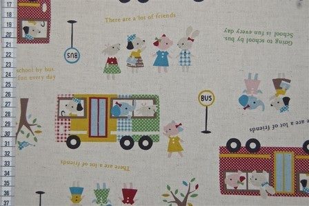 Tissu Kokka Ramassage scolaire dans TISSUS JAPONAIS par Couture et Cie