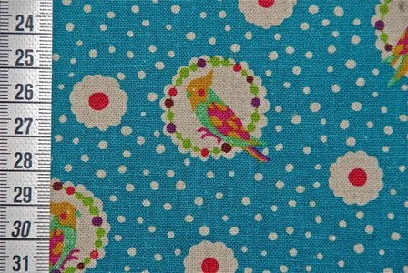 Echino Perroquets fond bleu dans TISSUS JAPONAIS par Couture et Cie