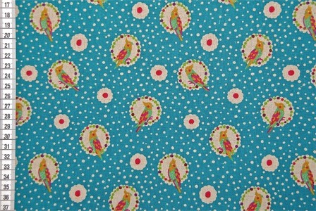 Echino Perroquets fond bleu dans TISSUS JAPONAIS par Couture et Cie
