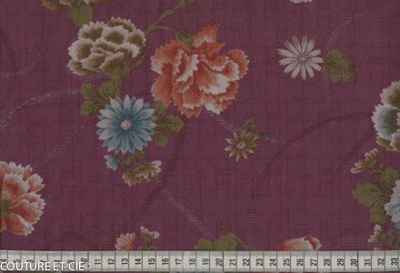 Tissu Japonais pivoine mauve dans Motifs traditionnels par Couture et Cie