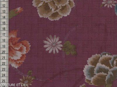 Tissu Japonais pivoine mauve dans Motifs traditionnels par Couture et Cie