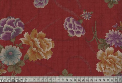Tissu Japonais pivoine rouge dans TISSUS JAPONAIS par Couture et Cie