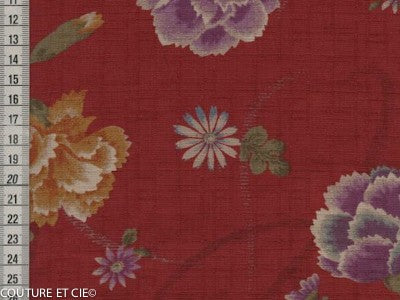Tissu Japonais pivoine rouge dans TISSUS JAPONAIS par Couture et Cie